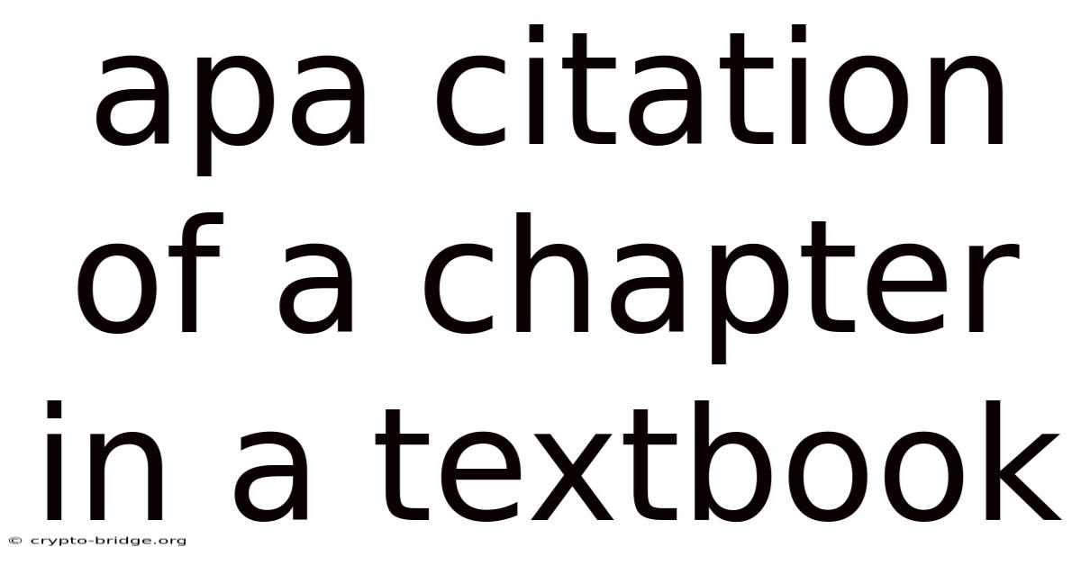 Apa Citation Of A Chapter In A Textbook