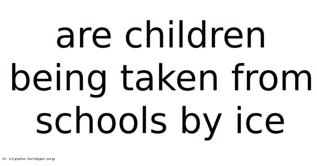 Are Children Being Taken From Schools By Ice