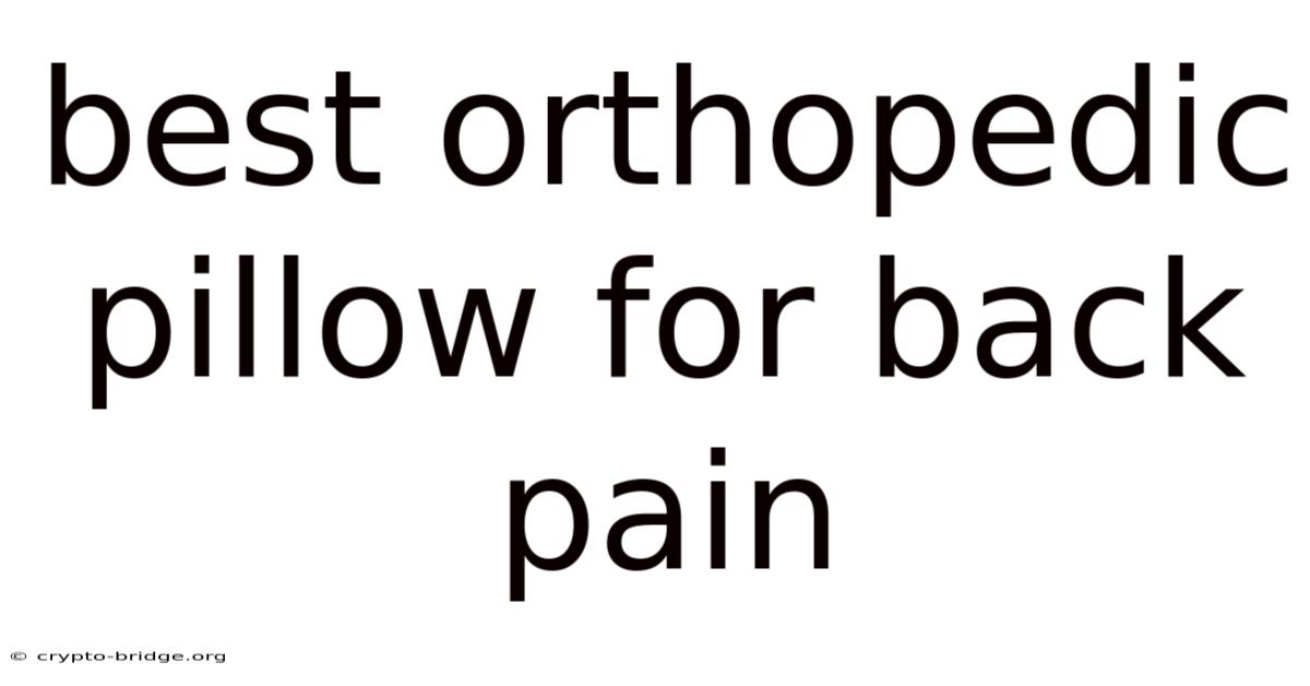 Best Orthopedic Pillow For Back Pain