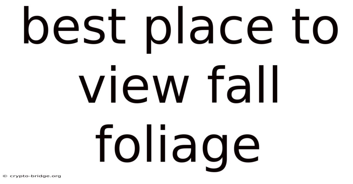 Best Place To View Fall Foliage