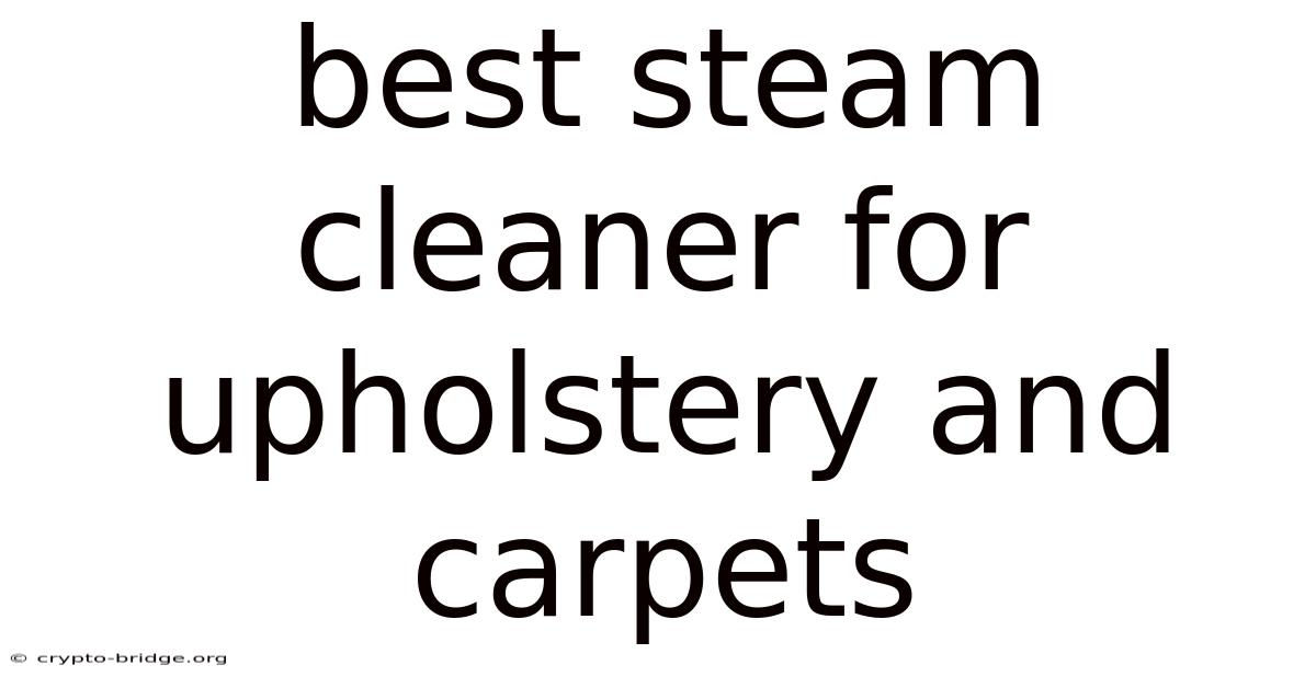Best Steam Cleaner For Upholstery And Carpets