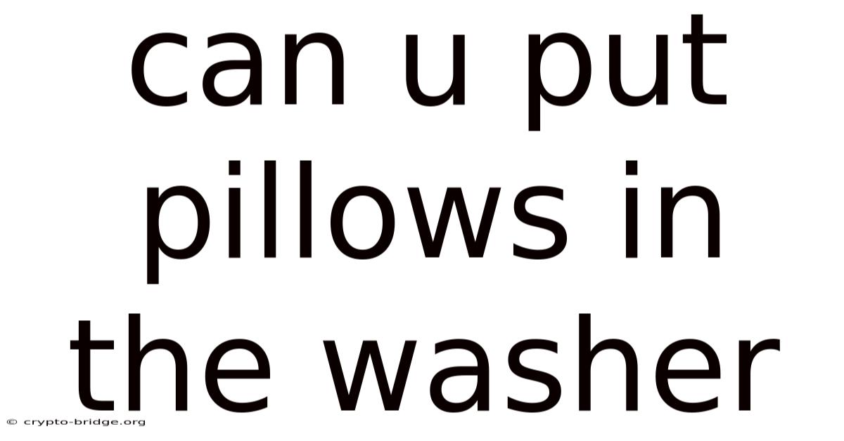 Can U Put Pillows In The Washer