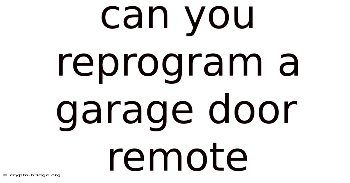 Can You Reprogram A Garage Door Remote