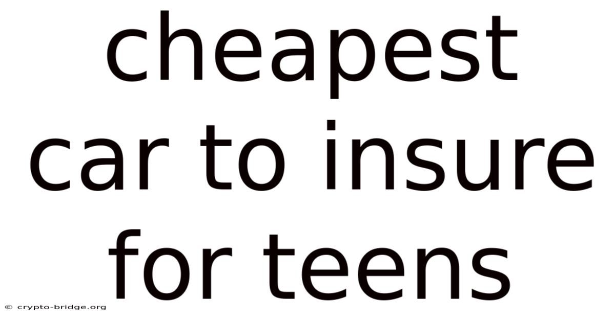 Cheapest Car To Insure For Teens