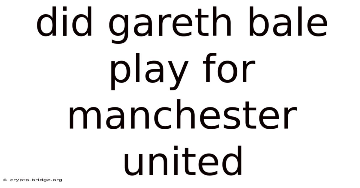 Did Gareth Bale Play For Manchester United