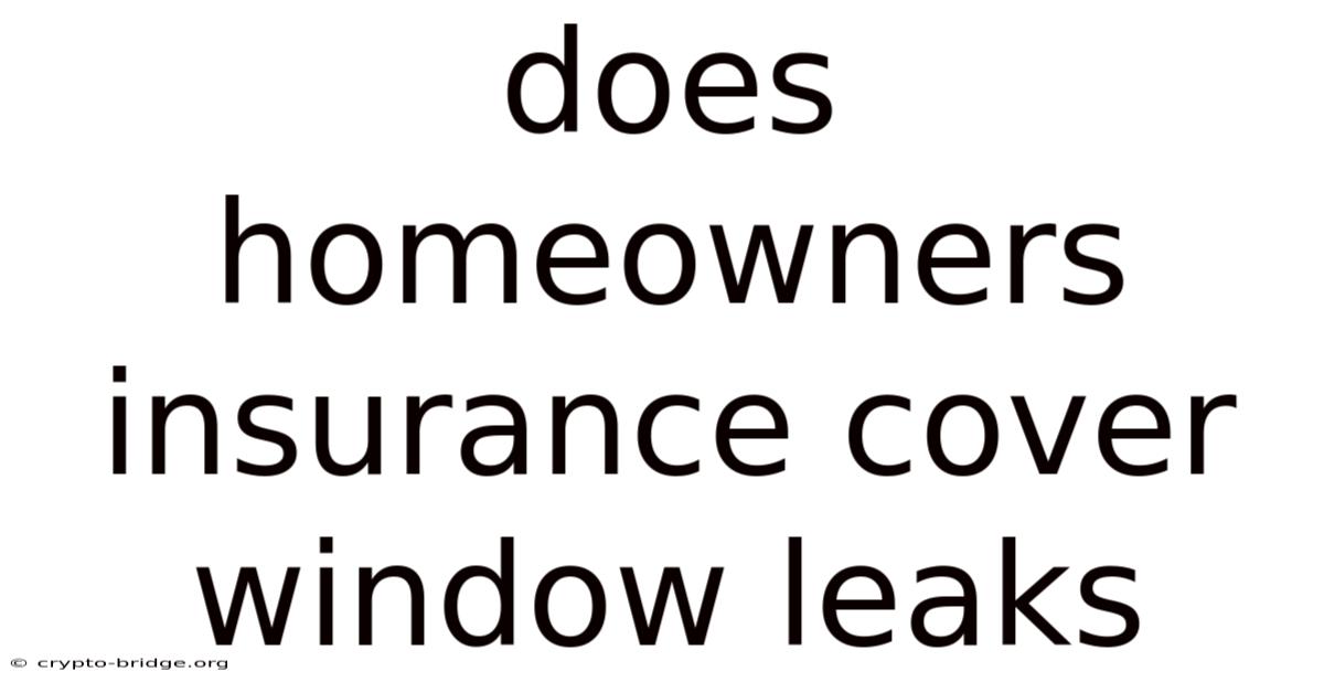 Does Homeowners Insurance Cover Window Leaks