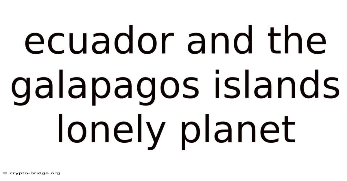 Ecuador And The Galapagos Islands Lonely Planet