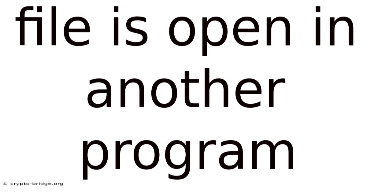 File Is Open In Another Program