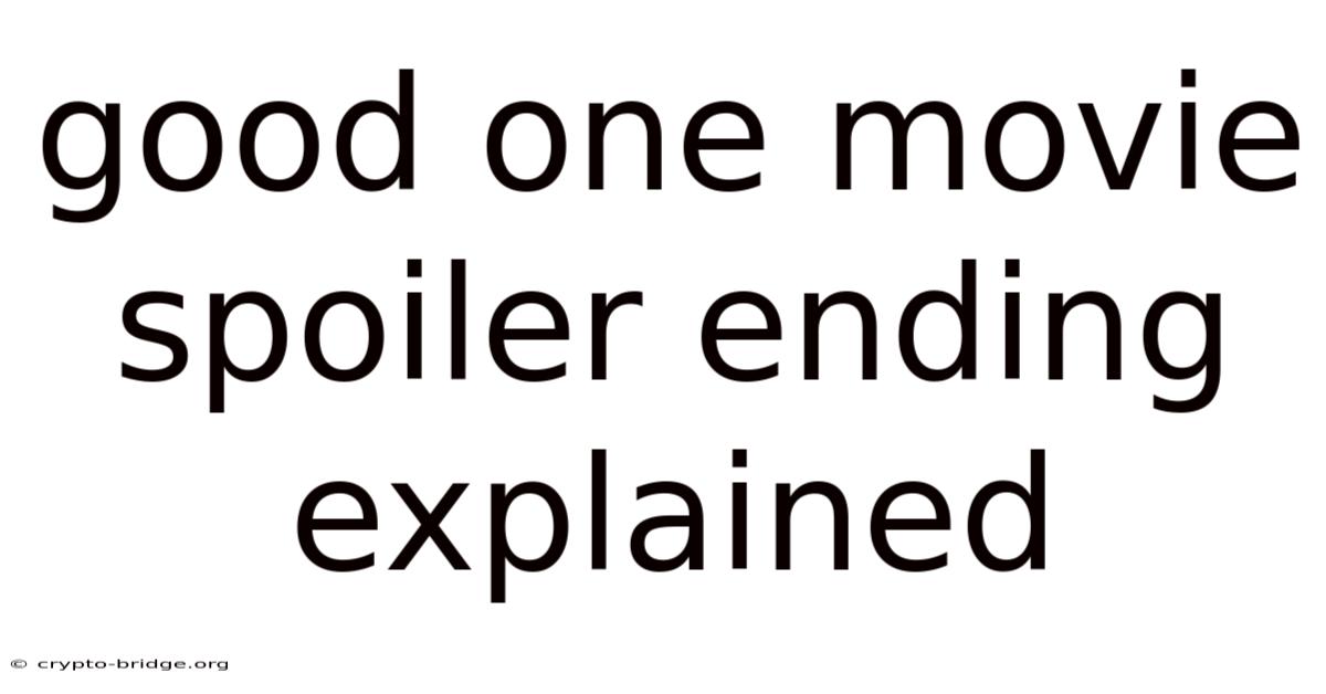 Good One Movie Spoiler Ending Explained
