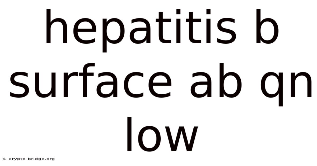 Hepatitis B Surface Ab Qn Low