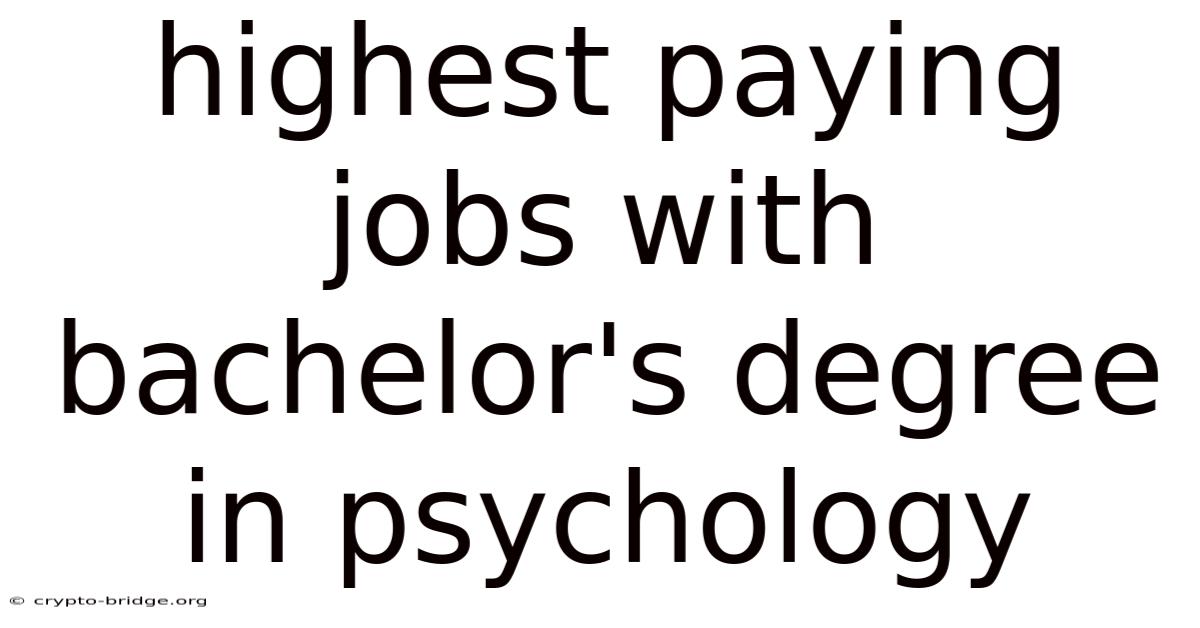 Highest Paying Jobs With Bachelor's Degree In Psychology