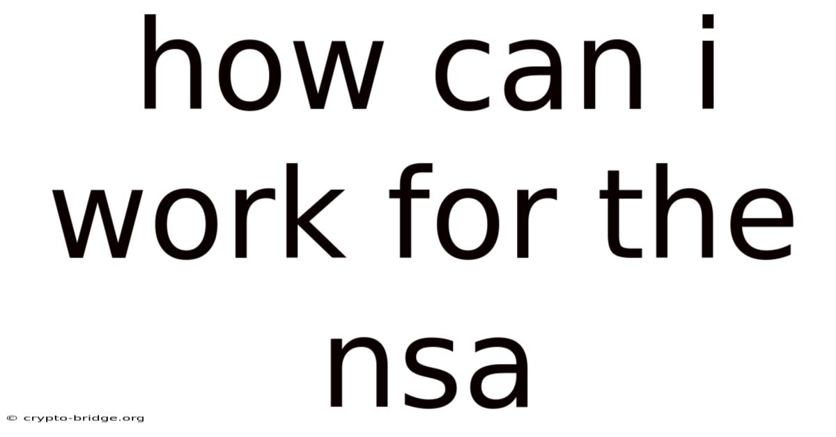 How Can I Work For The Nsa