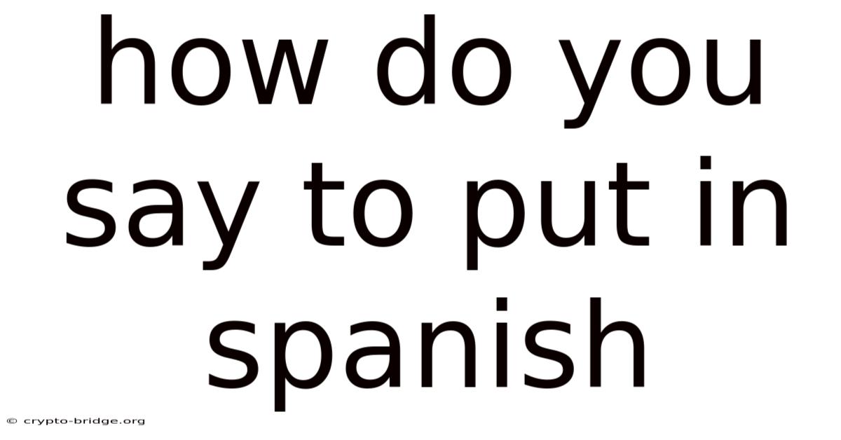 How Do You Say To Put In Spanish