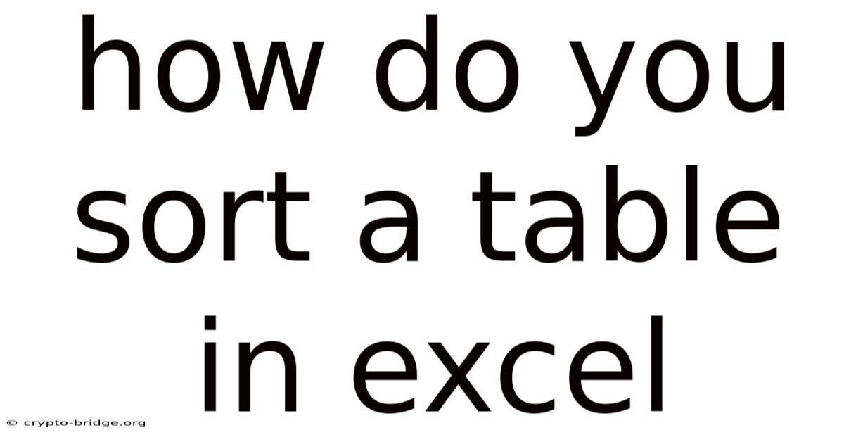 How Do You Sort A Table In Excel
