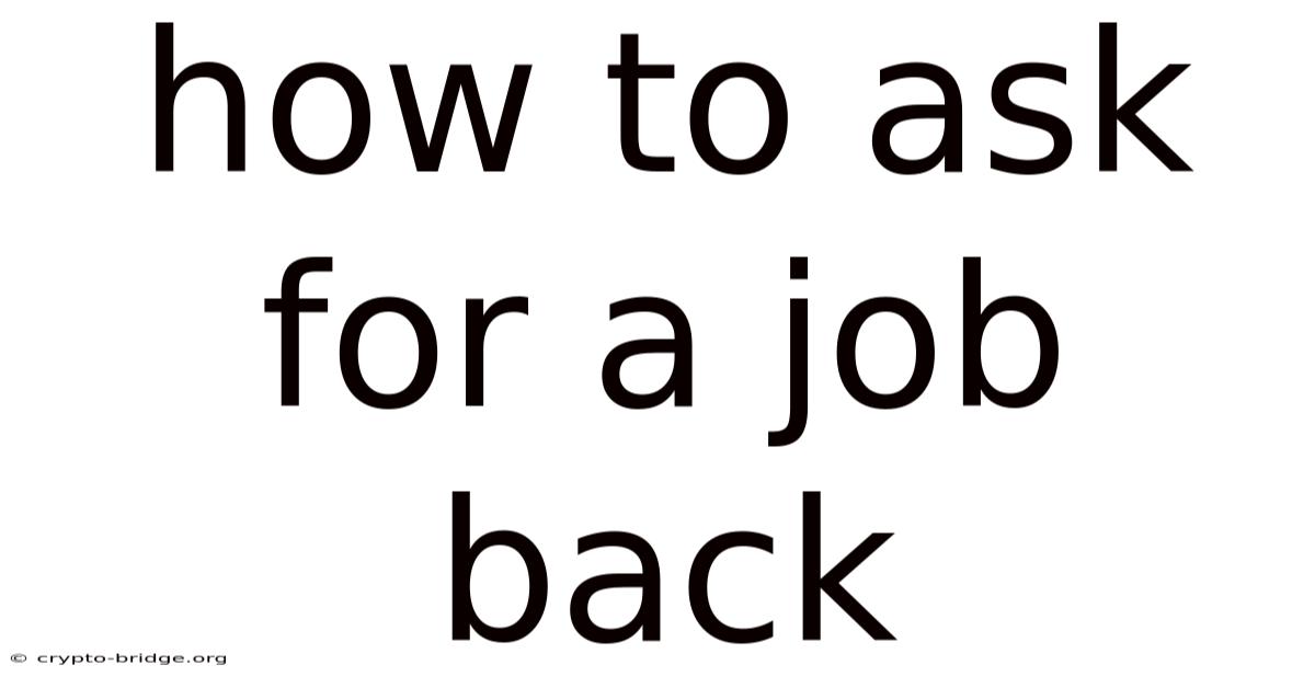 How To Ask For A Job Back