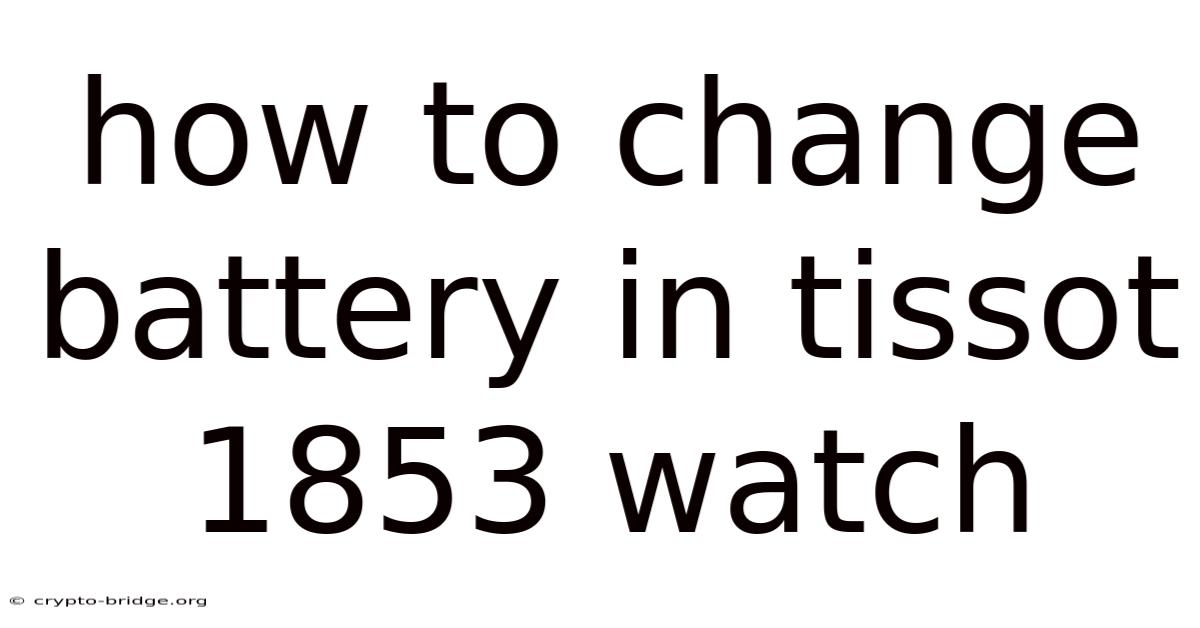 How To Change Battery In Tissot 1853 Watch