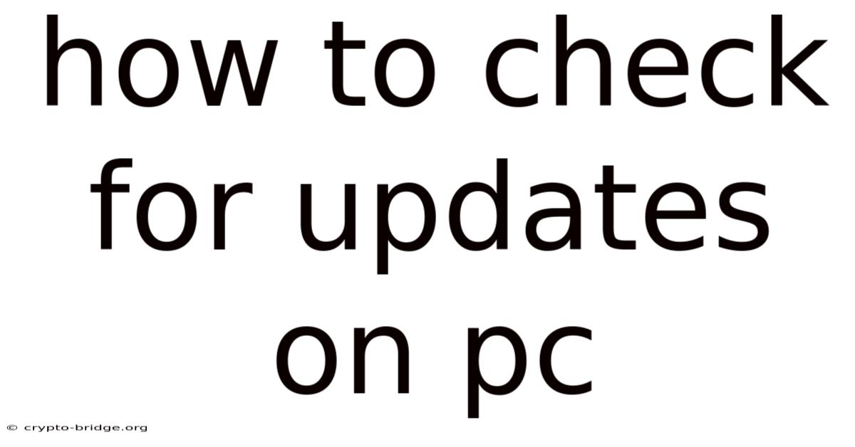 How To Check For Updates On Pc