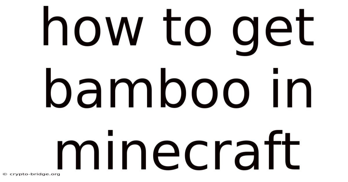 How To Get Bamboo In Minecraft