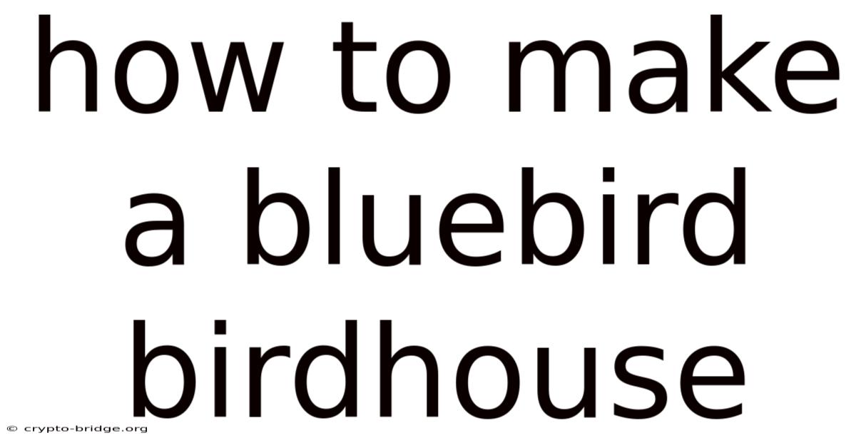 How To Make A Bluebird Birdhouse