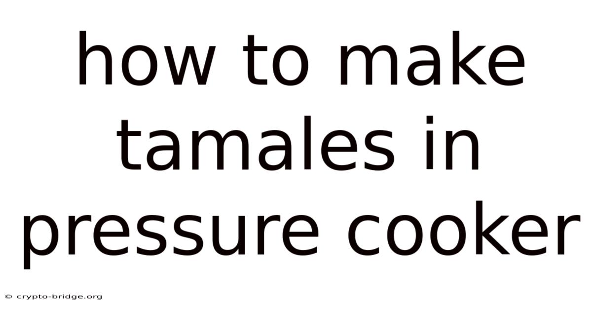 How To Make Tamales In Pressure Cooker