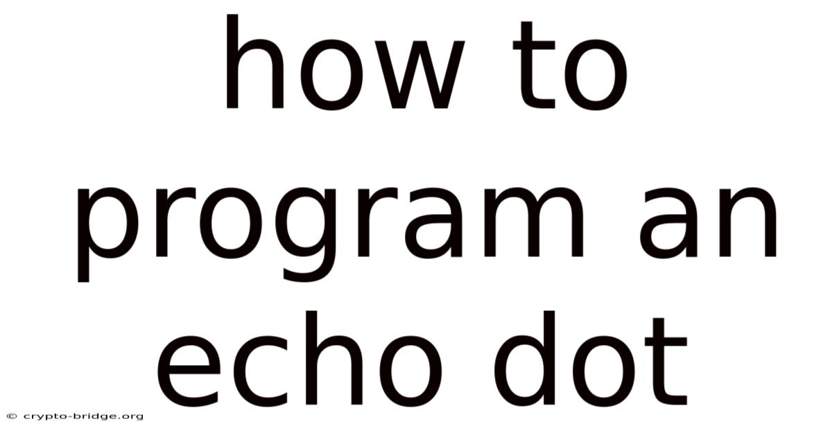 How To Program An Echo Dot