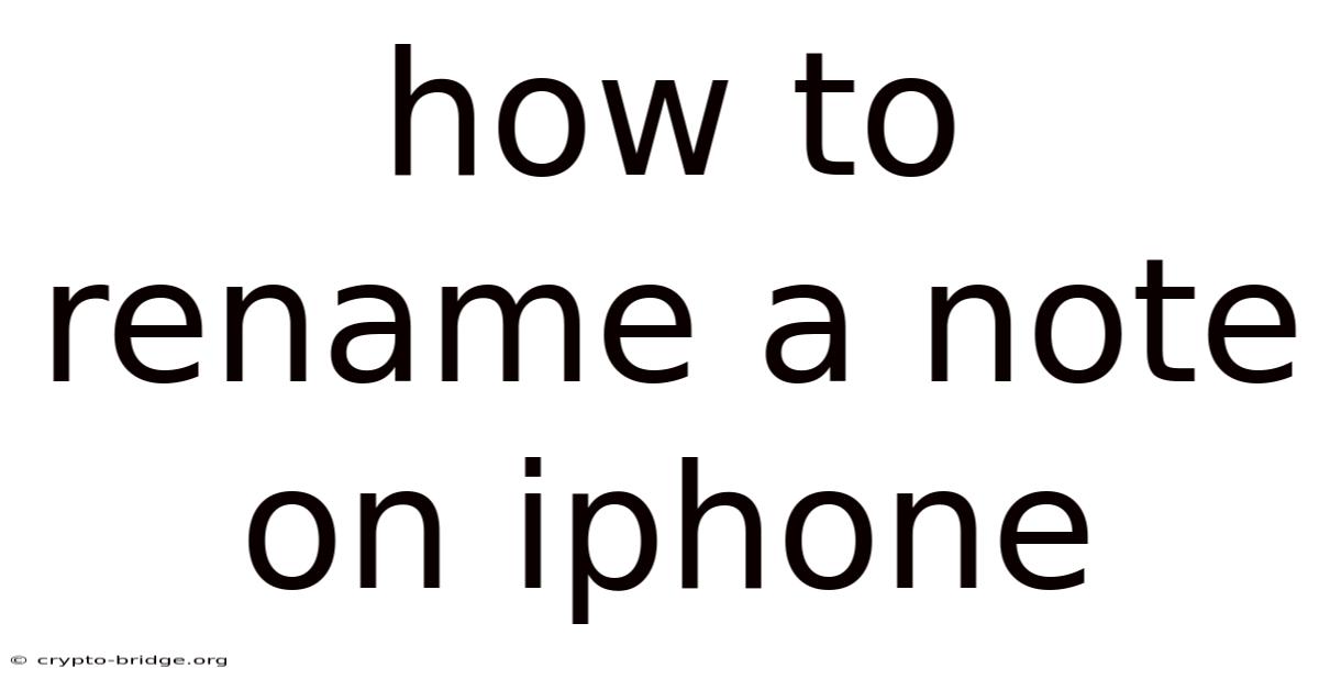 How To Rename A Note On Iphone