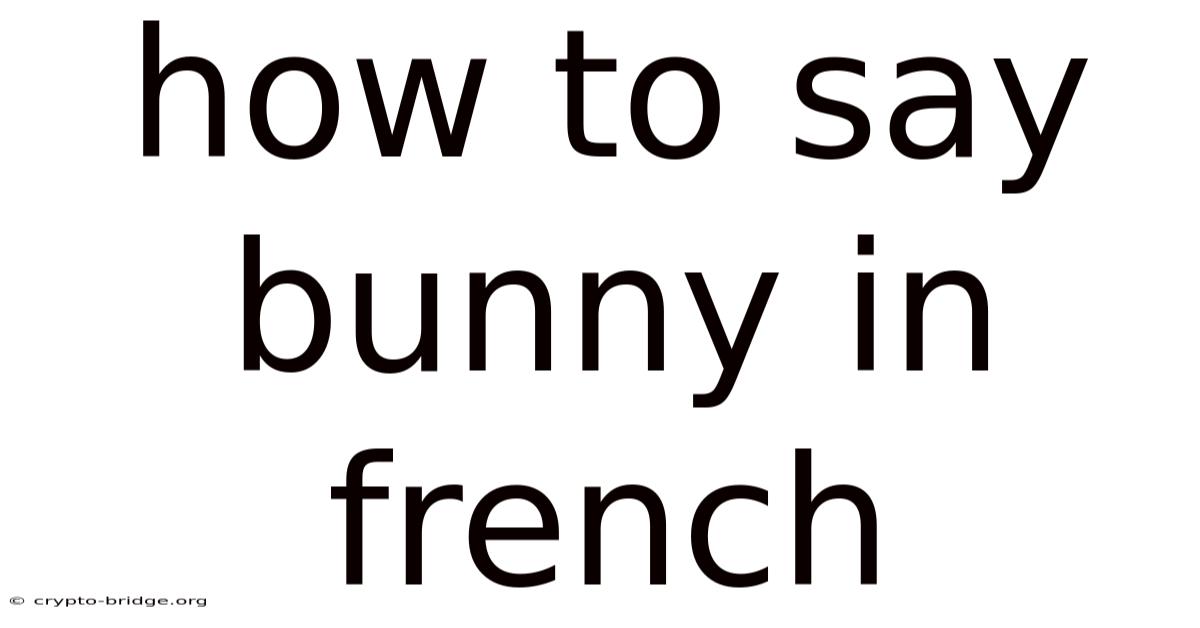 How To Say Bunny In French