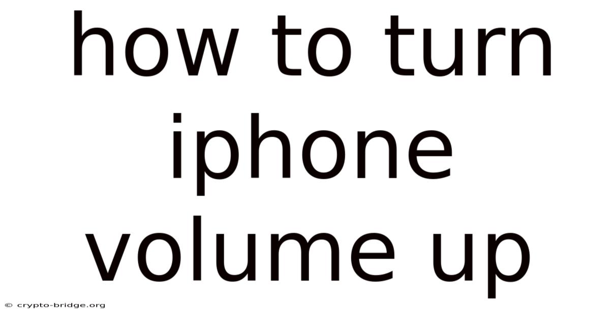 How To Turn Iphone Volume Up