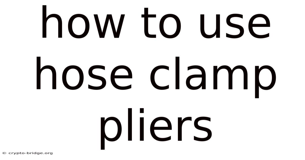 How To Use Hose Clamp Pliers