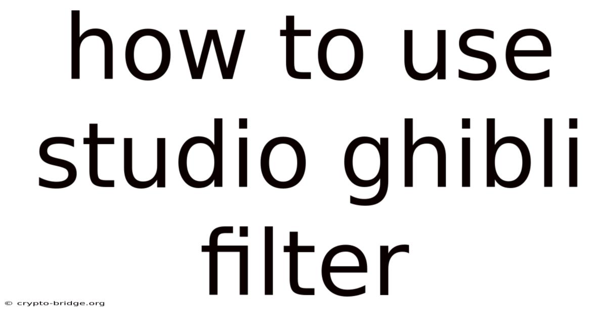 How To Use Studio Ghibli Filter