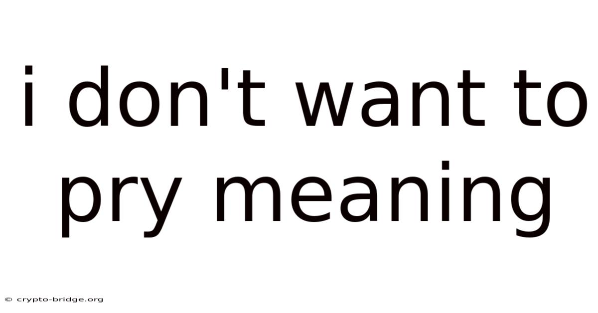 I Don't Want To Pry Meaning