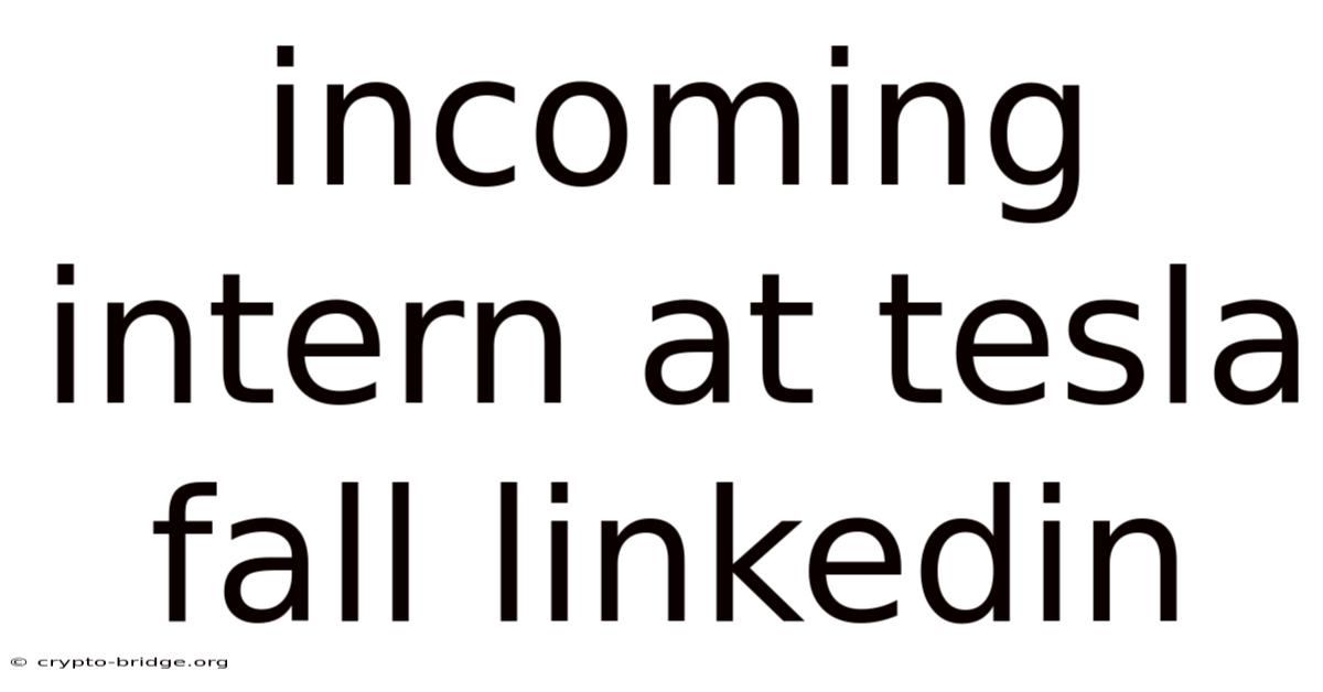 Incoming Intern At Tesla Fall Linkedin