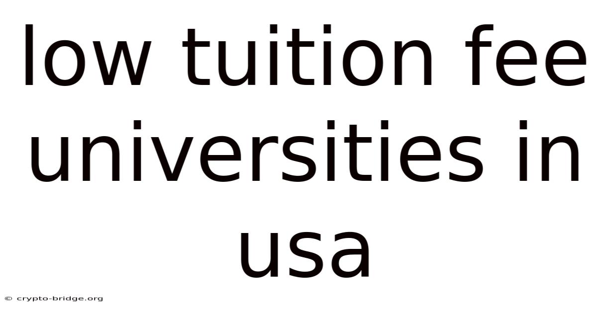 Low Tuition Fee Universities In Usa