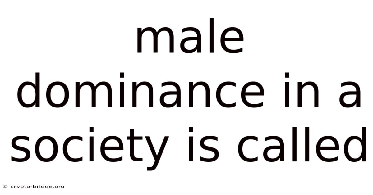 Male Dominance In A Society Is Called