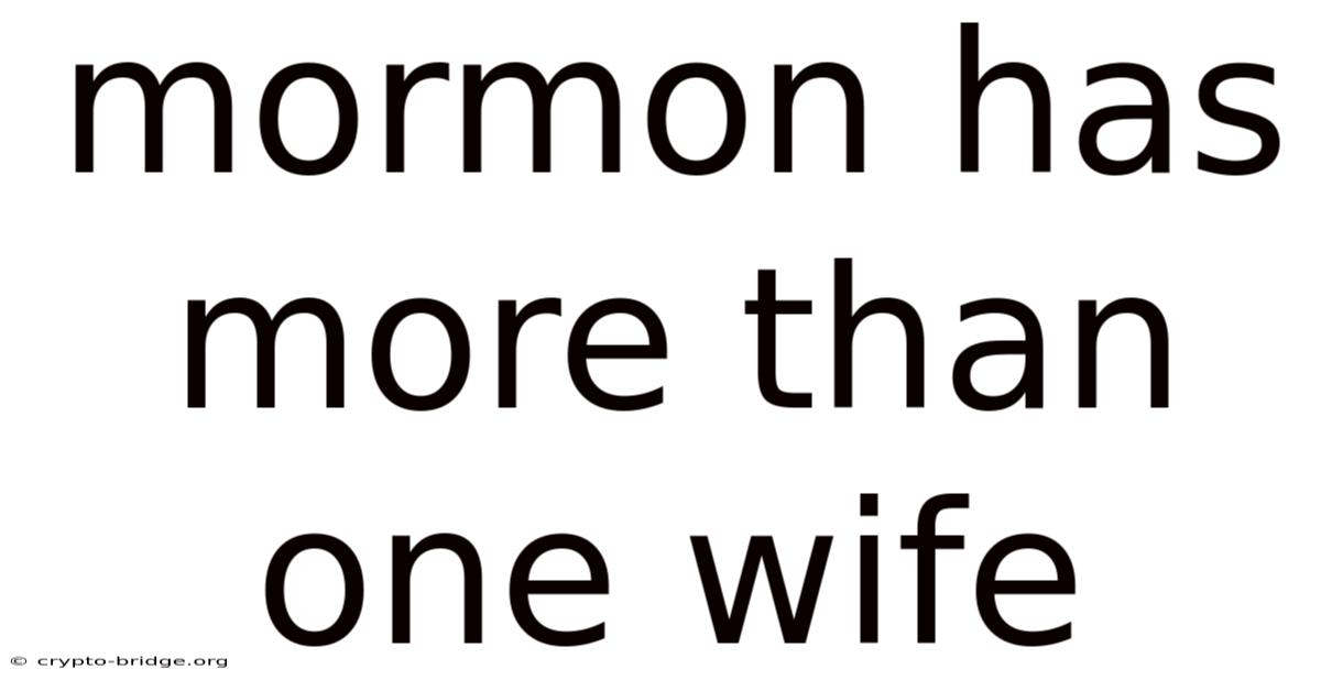 Mormon Has More Than One Wife