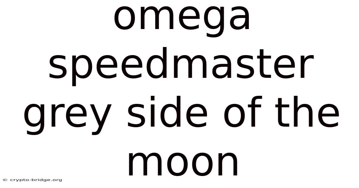 Omega Speedmaster Grey Side Of The Moon