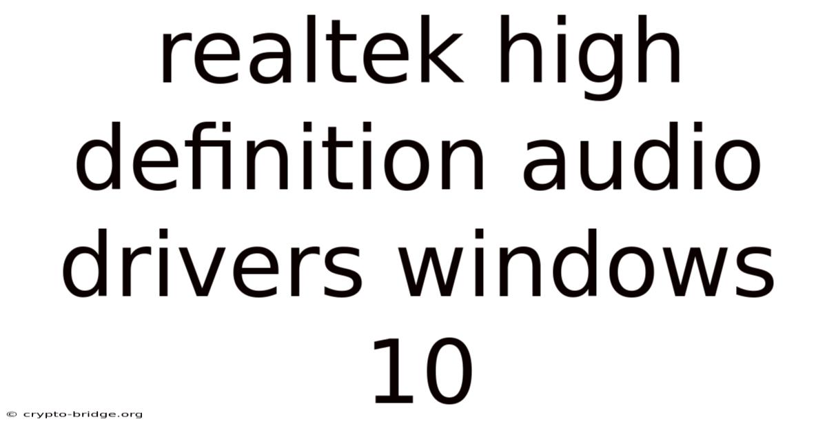 Realtek High Definition Audio Drivers Windows 10