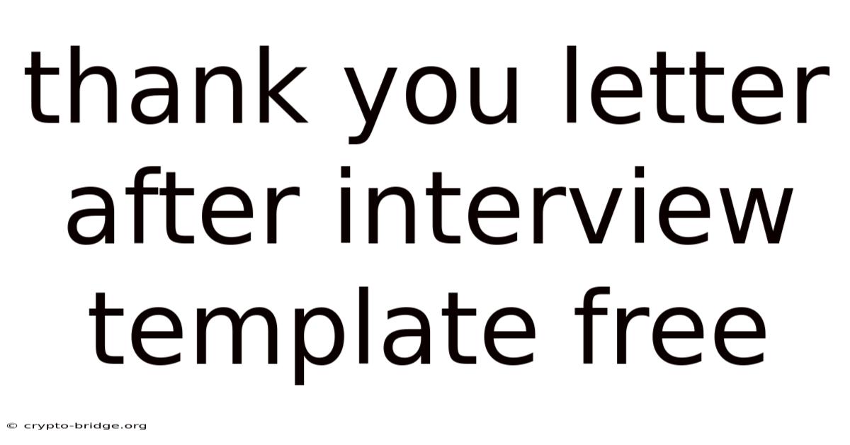 Thank You Letter After Interview Template Free