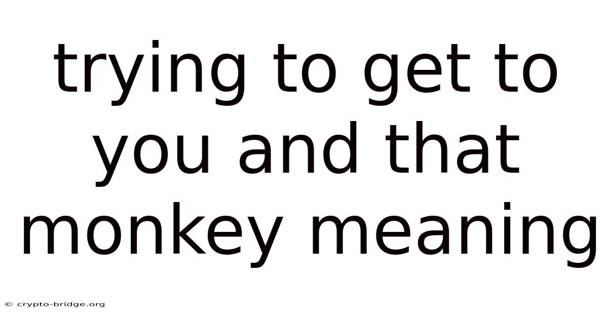 Trying To Get To You And That Monkey Meaning