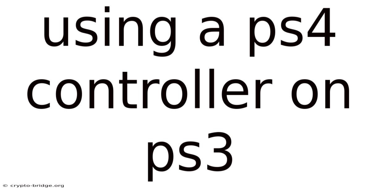 Using A Ps4 Controller On Ps3