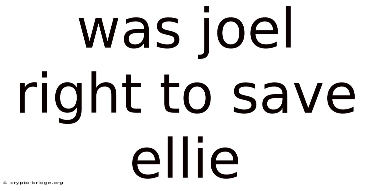 Was Joel Right To Save Ellie