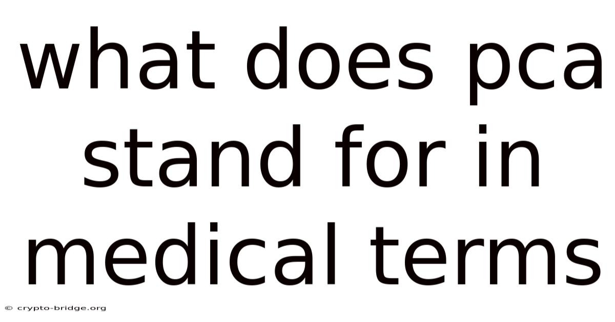 What Does Pca Stand For In Medical Terms