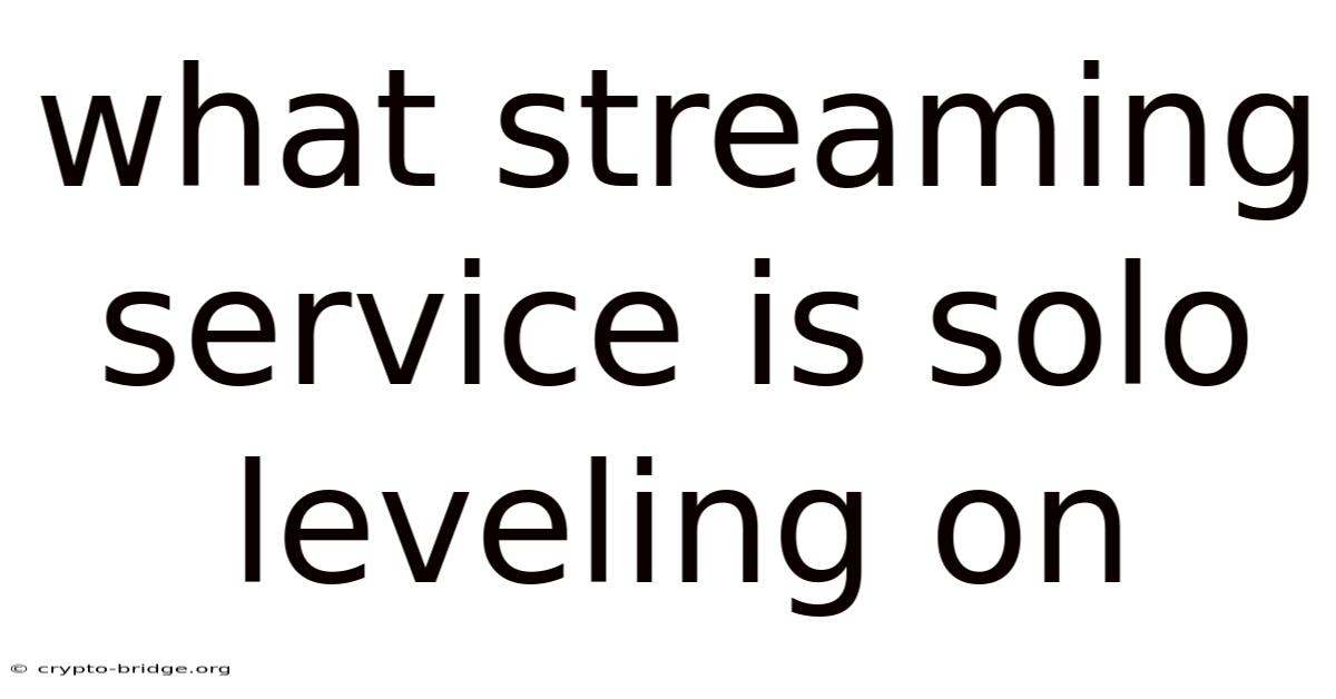 What Streaming Service Is Solo Leveling On