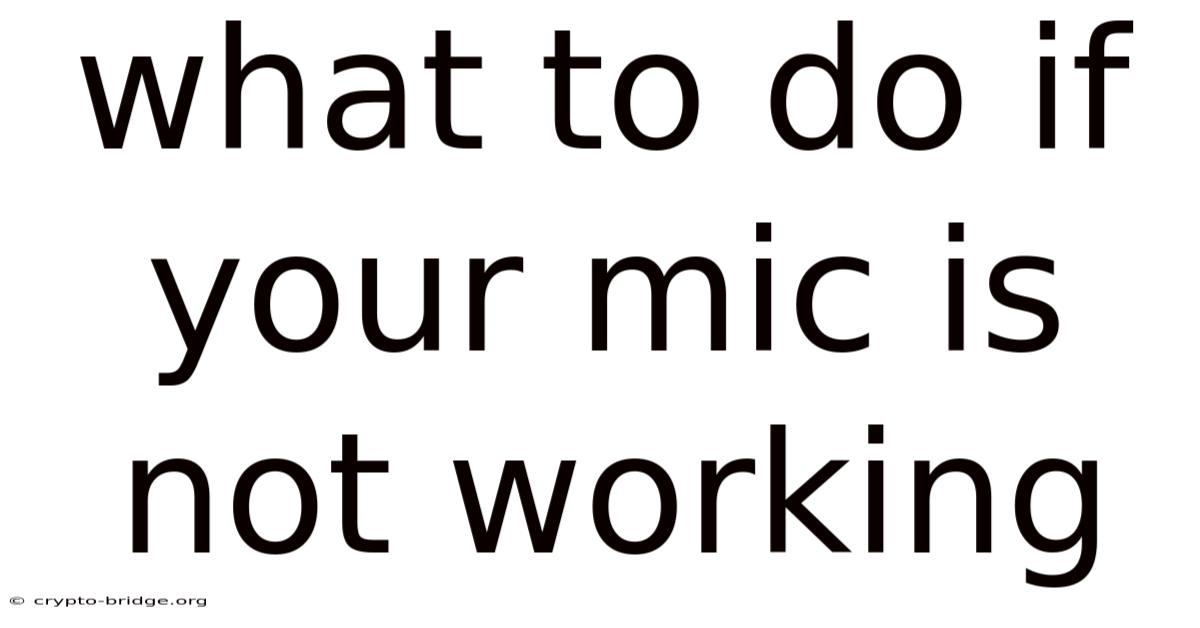 What To Do If Your Mic Is Not Working