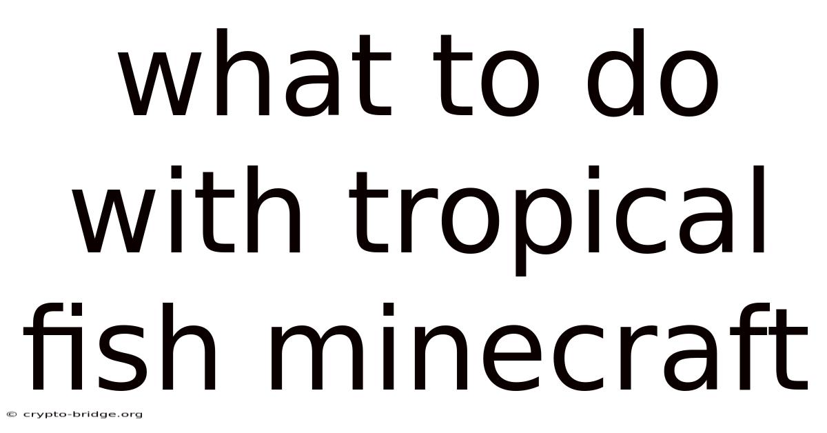What To Do With Tropical Fish Minecraft