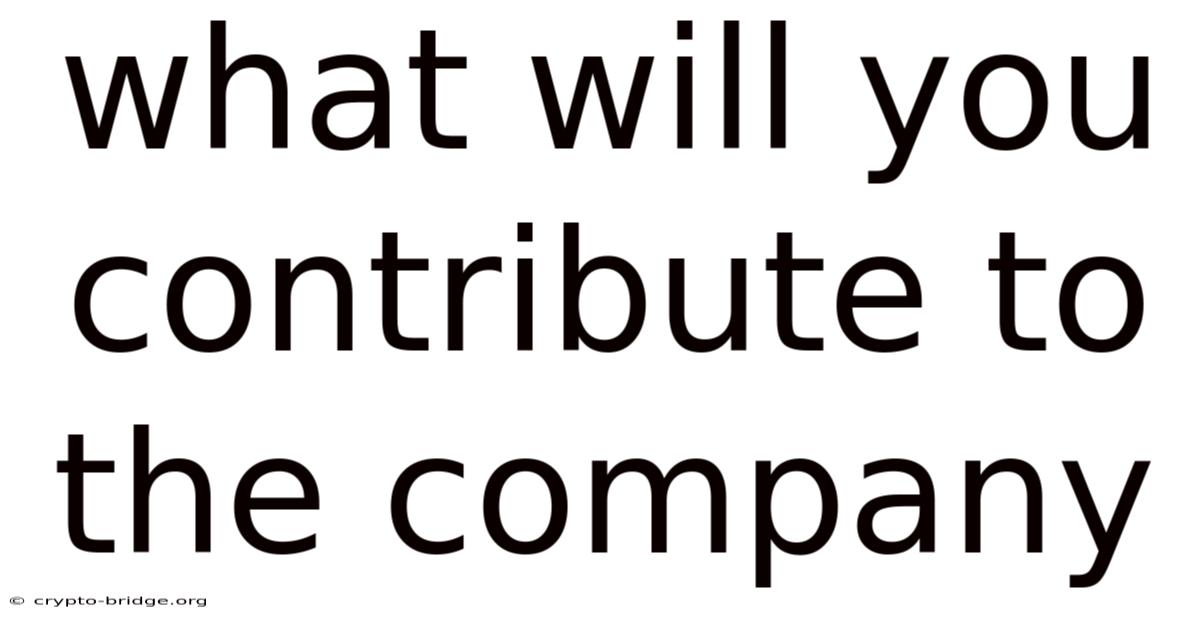 What Will You Contribute To The Company