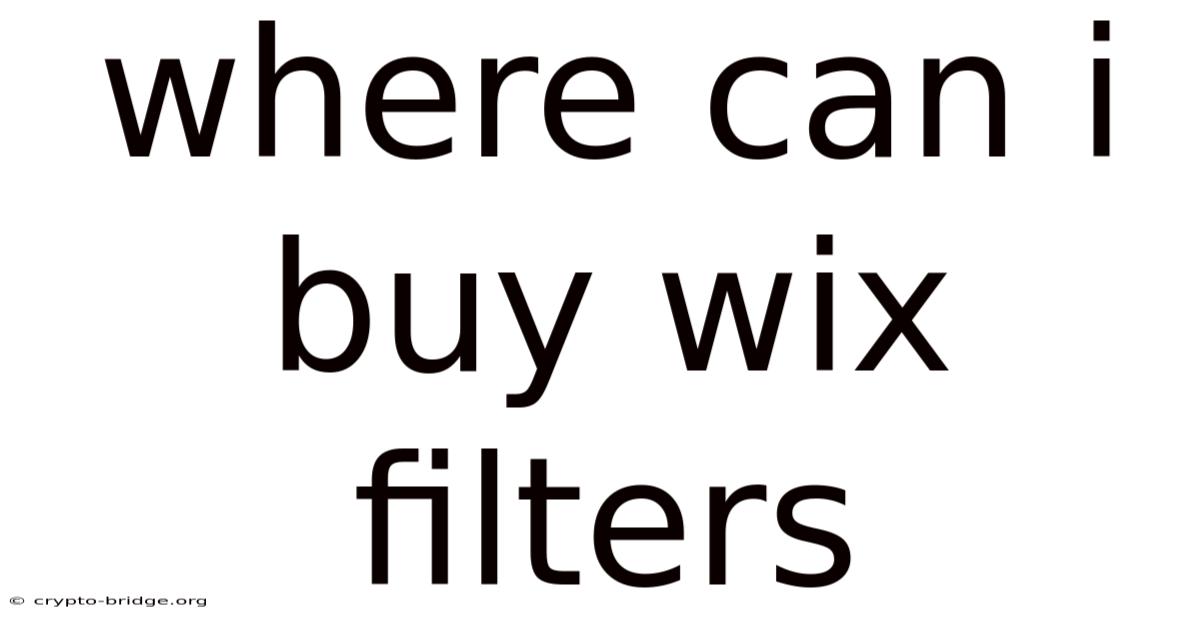 Where Can I Buy Wix Filters