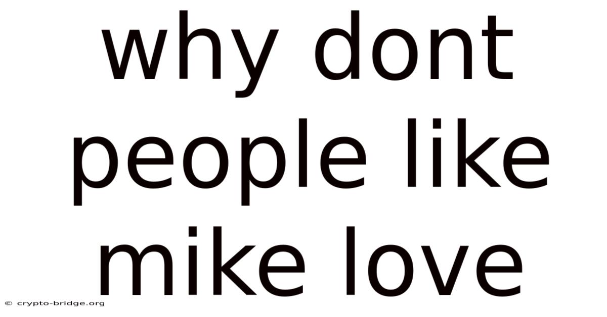 Why Dont People Like Mike Love